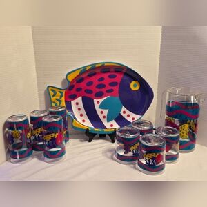 Vibrant Fish Design Drinkware Set